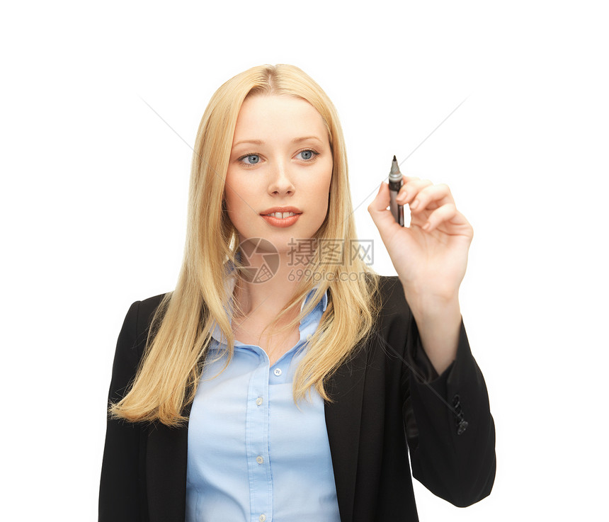 商业女商务人士在空中写作经理笔记办公室女性签名草图老板技术女孩工人图片
