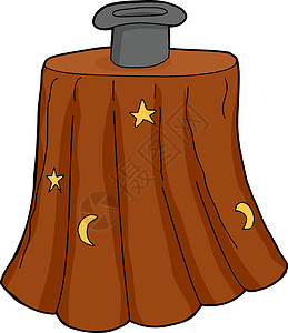手绘卡通星星孤立的魔术师帽子插图卡通片手绘示范新月黑色惊喜棕色诡计拼写背景