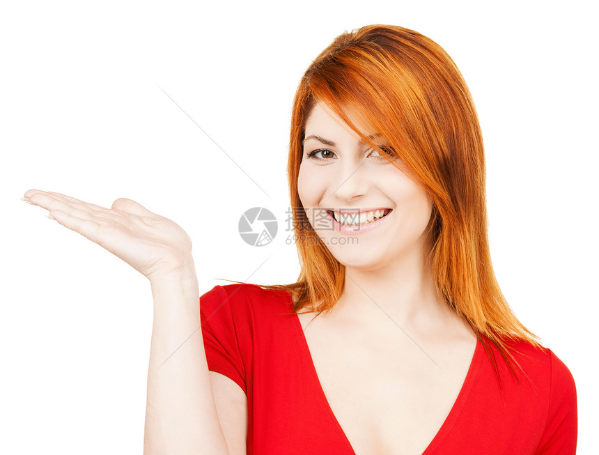 椰枣上的东西商务女性棕榈微笑女孩手势产品商业人士广告图片