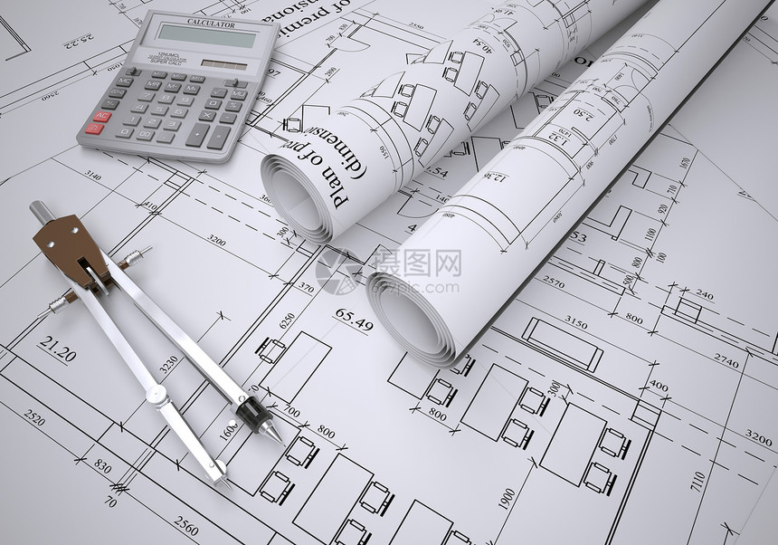 建筑图画的卷轴工程打印绘画线条按钮项目草稿工程师房子文档图片