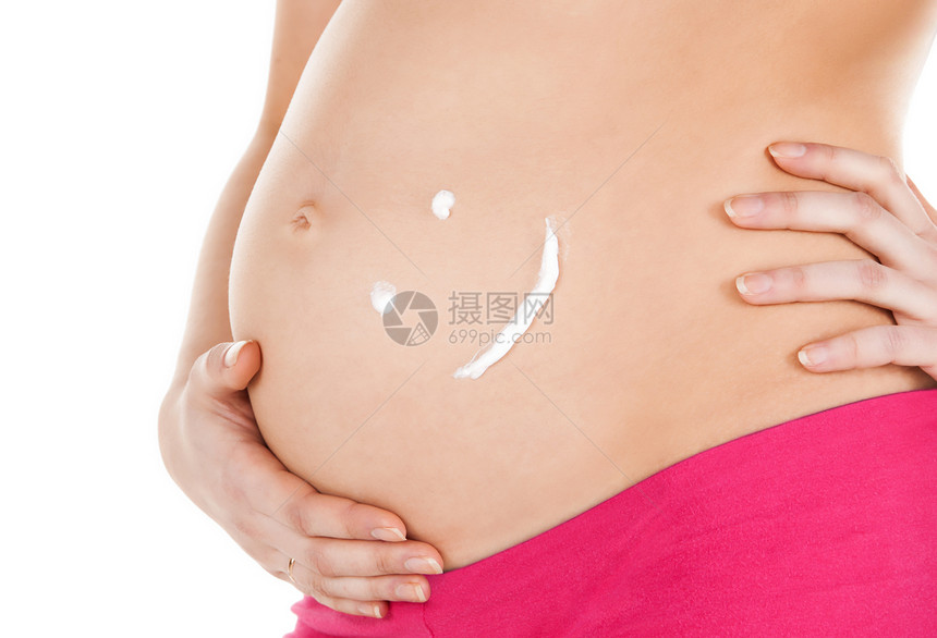 怀孕妇女腹部生活卫生女性婴儿条纹微笑洗剂润肤孩子分数图片