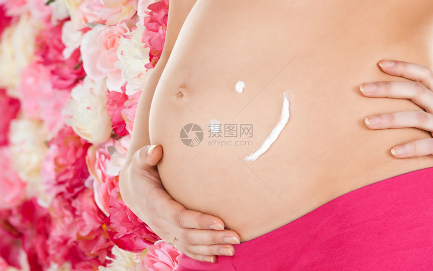 怀孕妇女腹部花朵护理分数产妇条纹卫生母亲保健压痛母性图片
