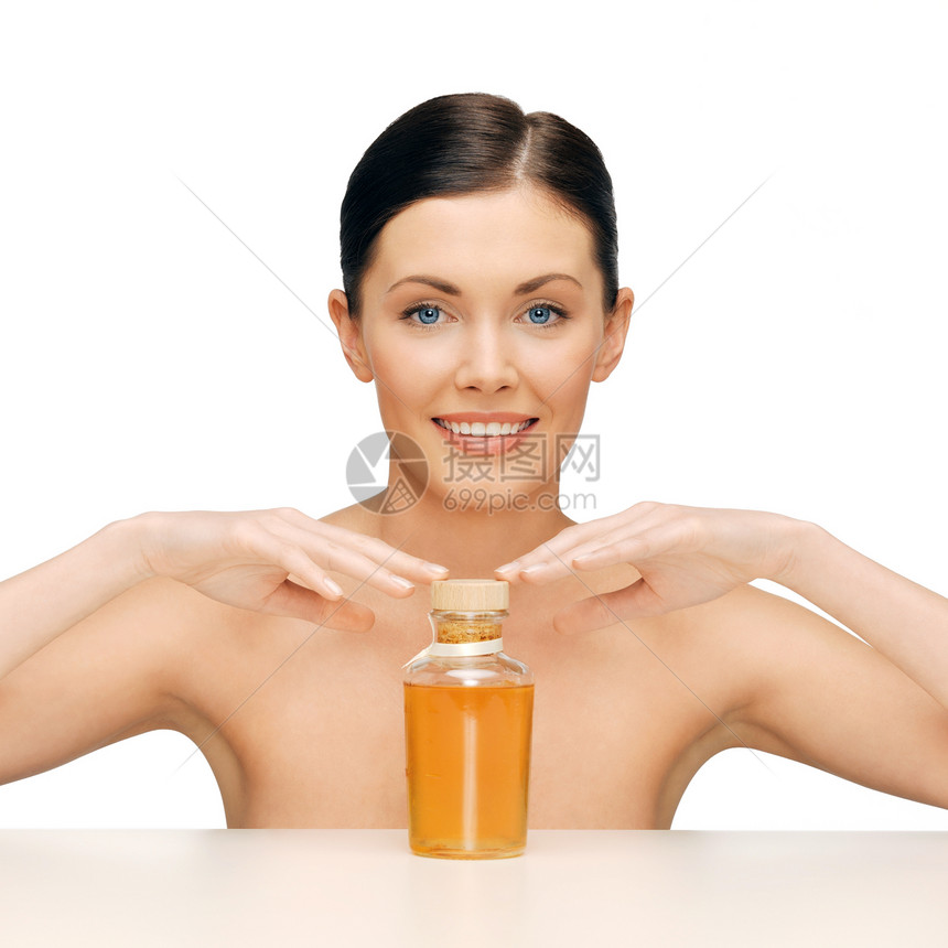 带油瓶的美女洗剂按摩润肤液体活力成人泡沫皮肤洗发水女孩图片