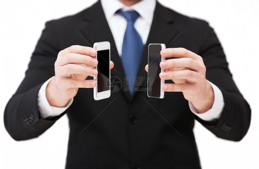 显示带空白屏幕的智能手机的商务人士商业技术人士细胞网络通讯器展示博客社会计算图片