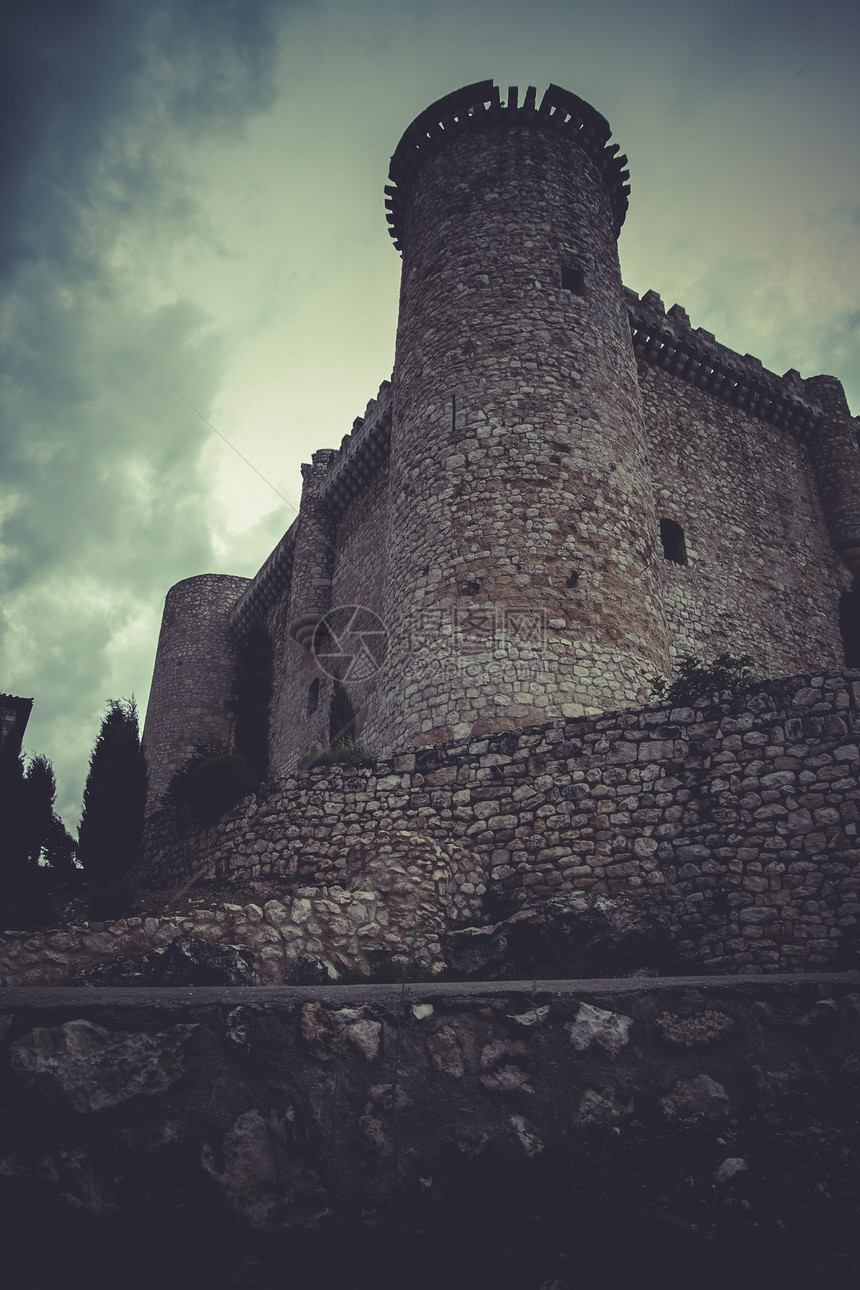 塔台 中世纪城堡 西班牙建筑旅行建筑学麦地蓝色旅游文化历史性石头墙壁夸脱图片