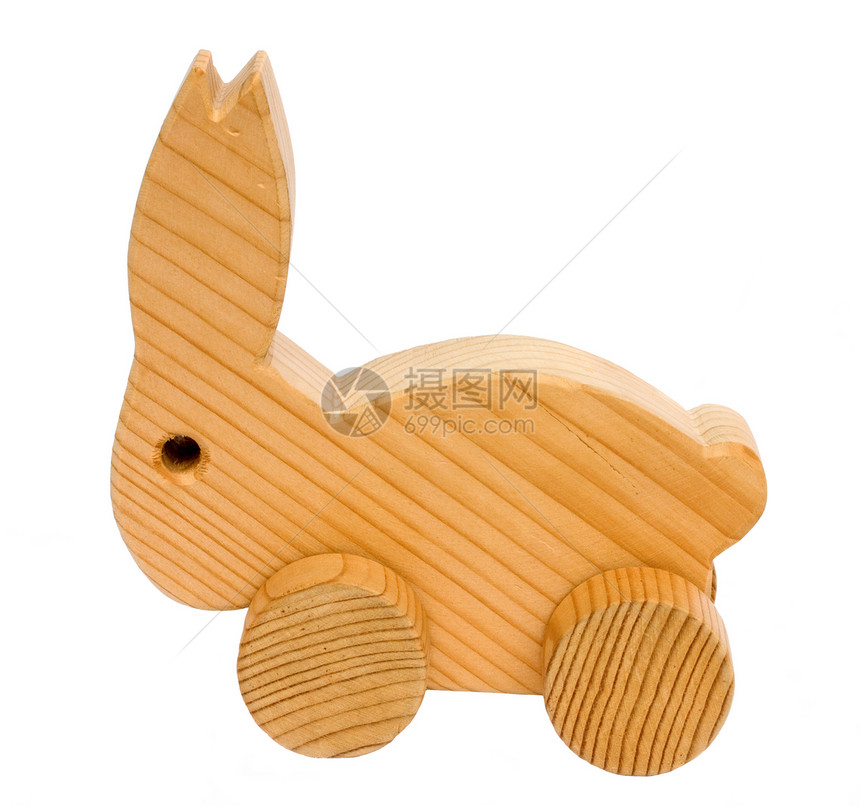 旧木制玩具兔子轮子车轮木头白色雕像工艺雕塑数字幼儿园哺乳动物图片