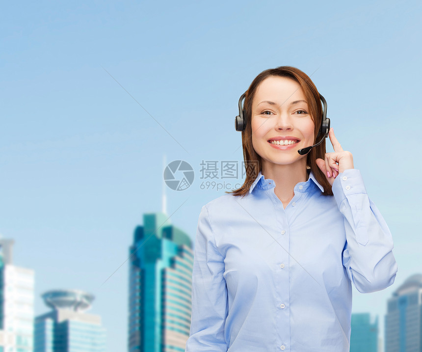 友好女性求助热线接线员手机助手秘书建筑物中心代理人微笑顾客工人女性图片