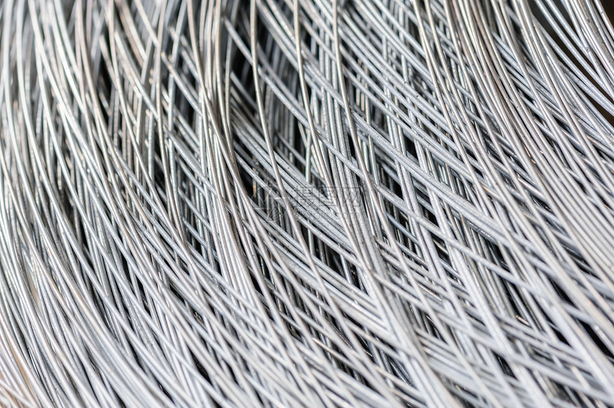 金属铁线背景电缆建筑框架宏观线圈技术工业绳索图片