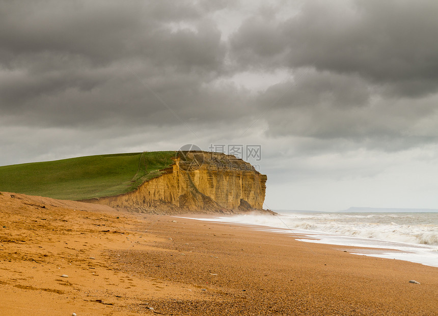 联合王国西湾Dorset的地质学风景岩石冲浪沿海海滩英语海景砂岩海岸线图片