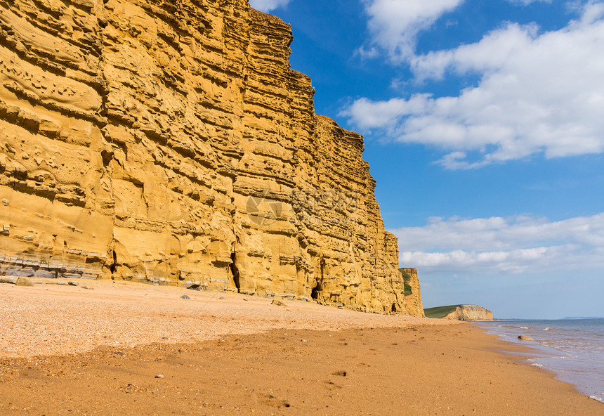 联合王国西湾Dorset的沿海岩石英语悬崖海岸侏罗纪海岸线风景地质学砂岩图片