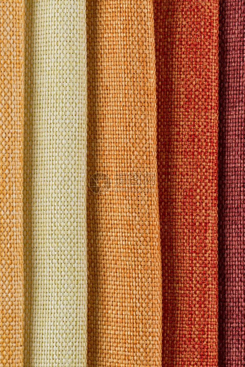 多色织物纹理样品亚麻帆布材料橙子纤维艺术目录纬线装饰手工图片