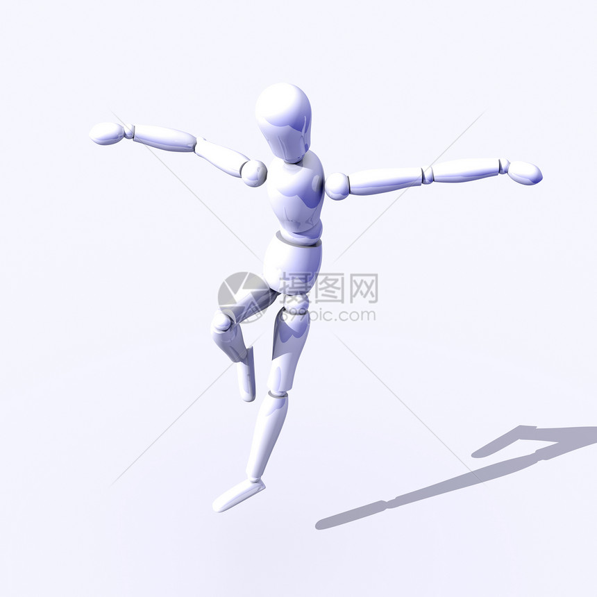 跳下剥皮姿势数字概念人体土地运动男人木偶模型图片