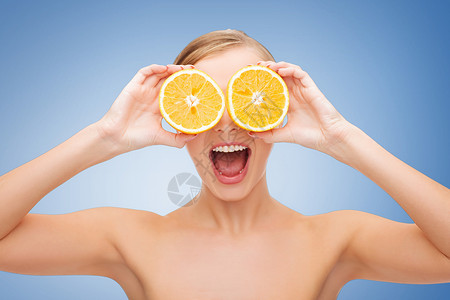 橙片女人橙子快乐的高清图片
