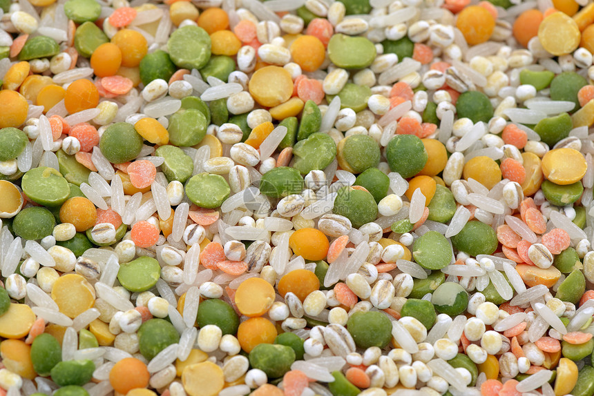 混合汤份的成分黄色饮食绿色白色粮食蔬菜豆类扁豆谷物小麦图片
