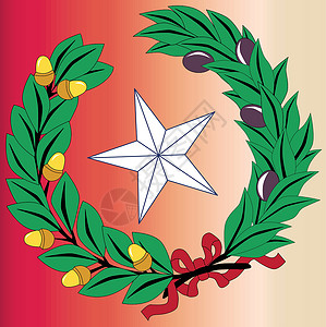 艾斯德克德克萨斯州劳蕾尔利夫和明星圆形领土地理蓝色徽章边框插图联邦叶子海豹插画