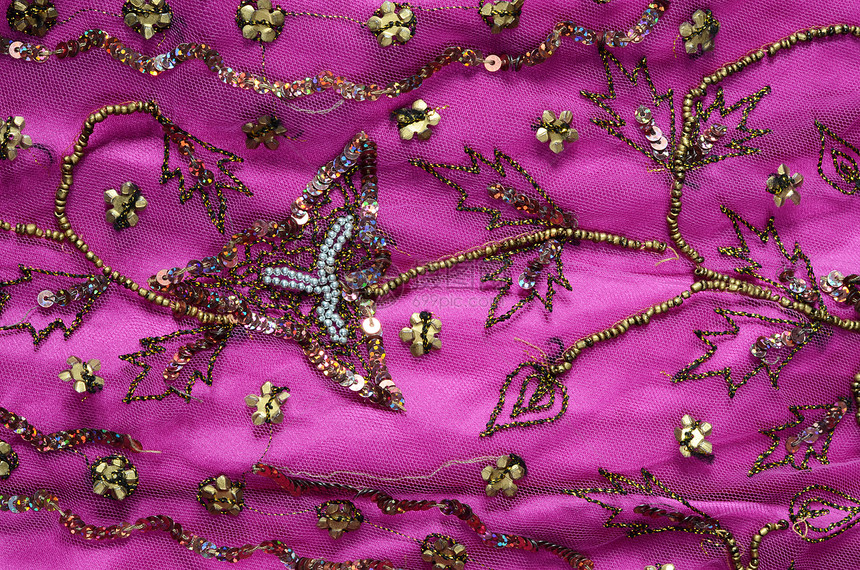 印面织物蕾丝刺绣绣花材料装饰亮片丝绸奢华串珠珠子图片