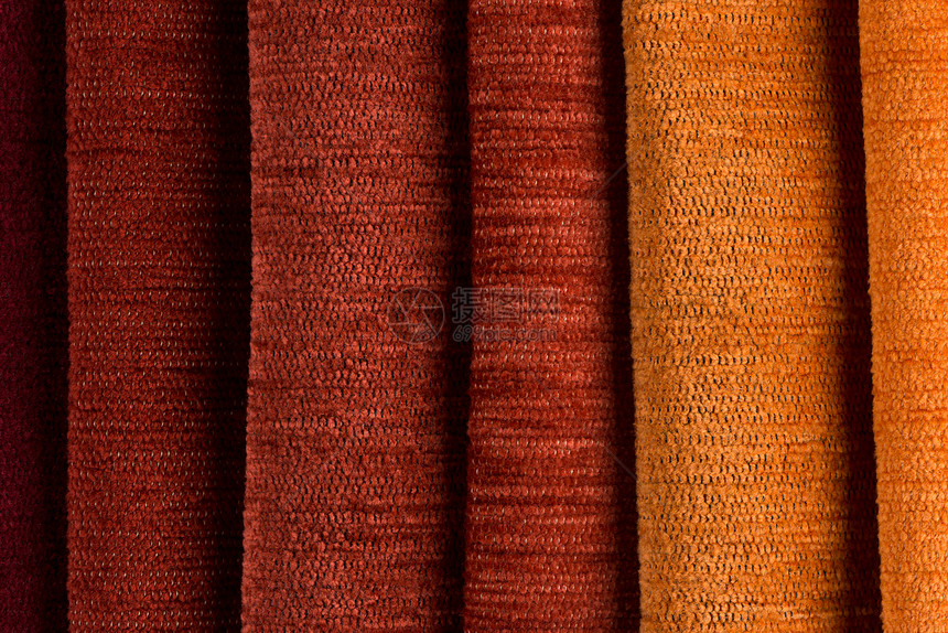 多色织物纹理样品纤维彩虹装潢条纹质量装饰纺织品艺术样本橙子图片