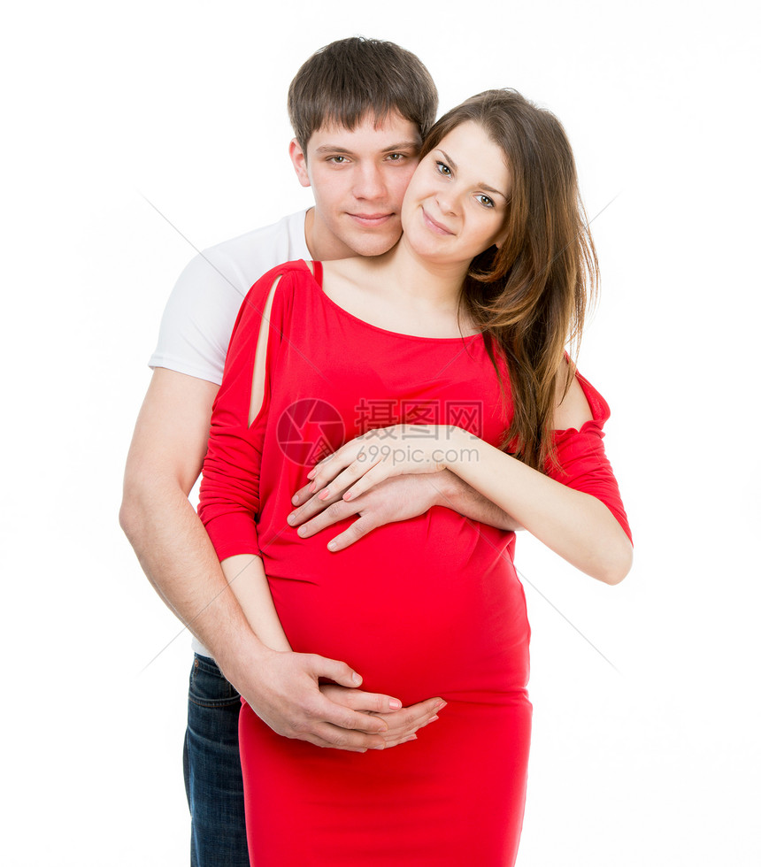 男的和女的孕妇身体父亲女孩家庭女性丈夫婴儿母亲男性幸福图片