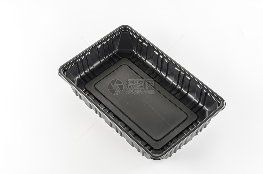 黑黑色塑料托盘产品工作室矩形空白盒子拉伸正方形白色生活包装图片