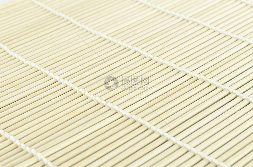 寿司垫文化竹子条纹编织软垫白色木头厨房棕色滚动图片