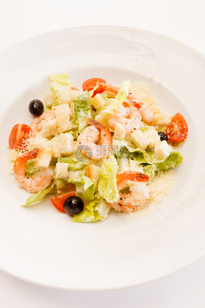 含虾的caesar沙拉生产长叶食谱食物烹饪用具产品蔬菜厨房敷料图片
