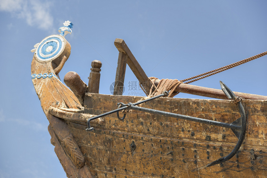 Dhau 阿曼木头天空蓝色村庄码头港口巡航海洋海滩传统图片