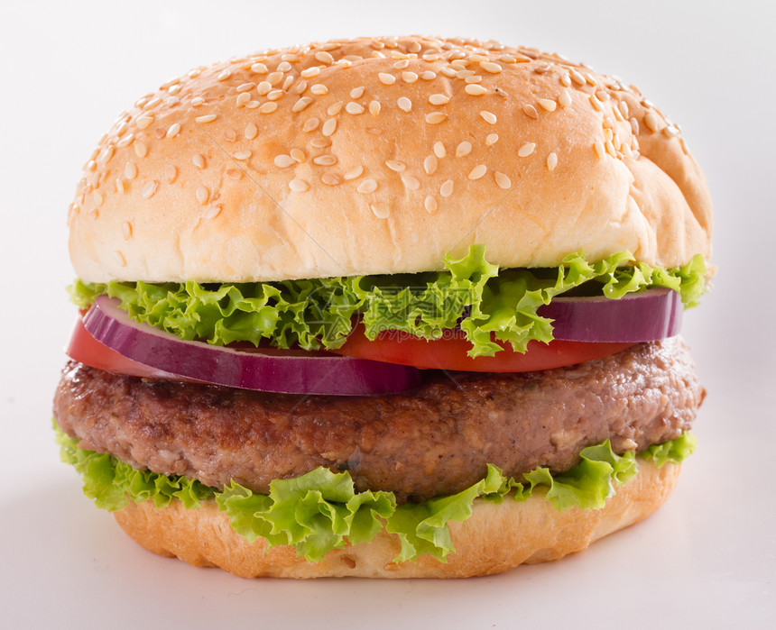 漂亮又多汁的汉堡特配 食物是一系列快餐牛肉白色小吃芝麻沙拉种子包子图片