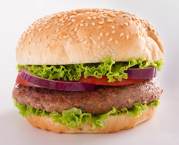 漂亮又多汁的汉堡特配 食物是一系列快餐牛肉白色小吃芝麻沙拉种子包子背景图片