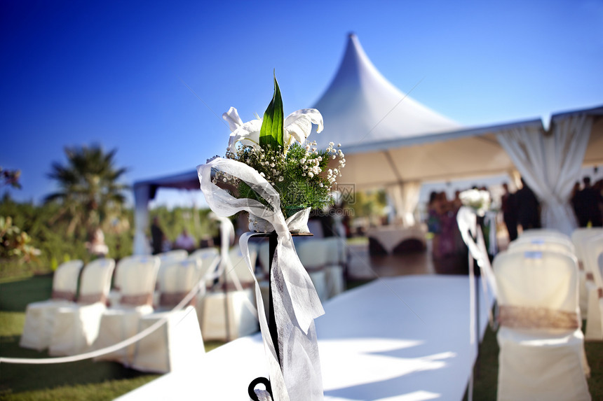户外仪式新娘派对服务帐篷已婚花朵环境宴会丝带接待图片