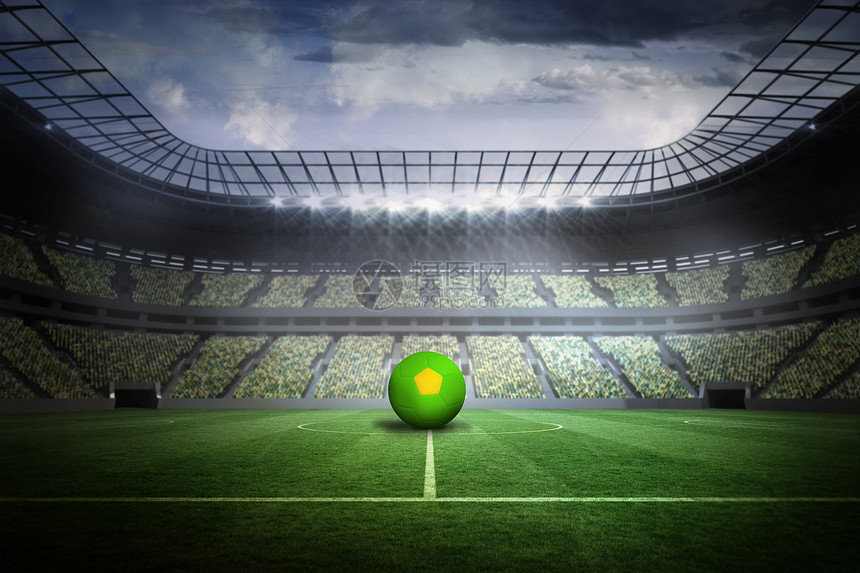 亮绿色和黄绿色足球绘图数字扇子杯子团队皮革运动沥青黄色活动图片