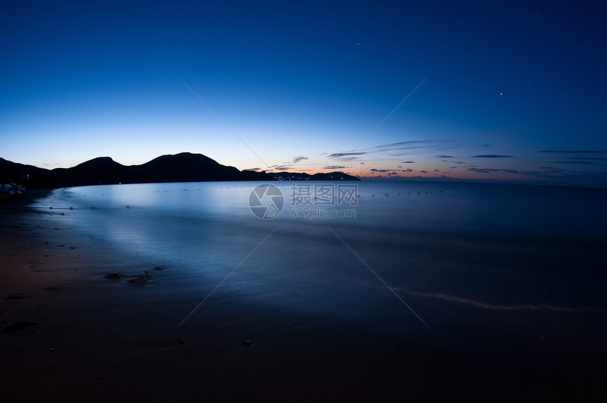 夜射海星星海岸线风景天空海滩蓝色旅行场景海景海浪图片