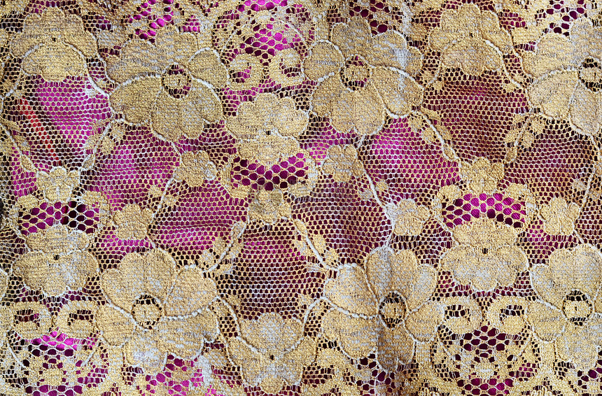 金色的金带织物粉色金子材料奢华花朵纺织品丝绸图片
