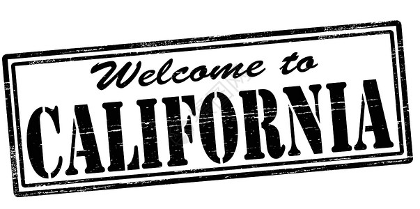 欢迎来到加利福尼亚州橡皮黑色矩形墨水背景图片