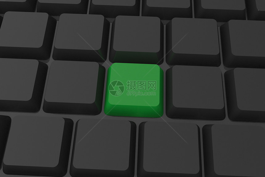 带有绿色密钥的黑色黑键盘钥匙电脑技术绘图计算计算机图片