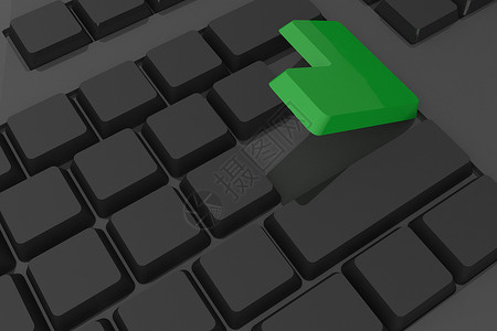 带有绿色密钥的黑色黑键盘计算机绘图技术钥匙起重电脑计算背景图片