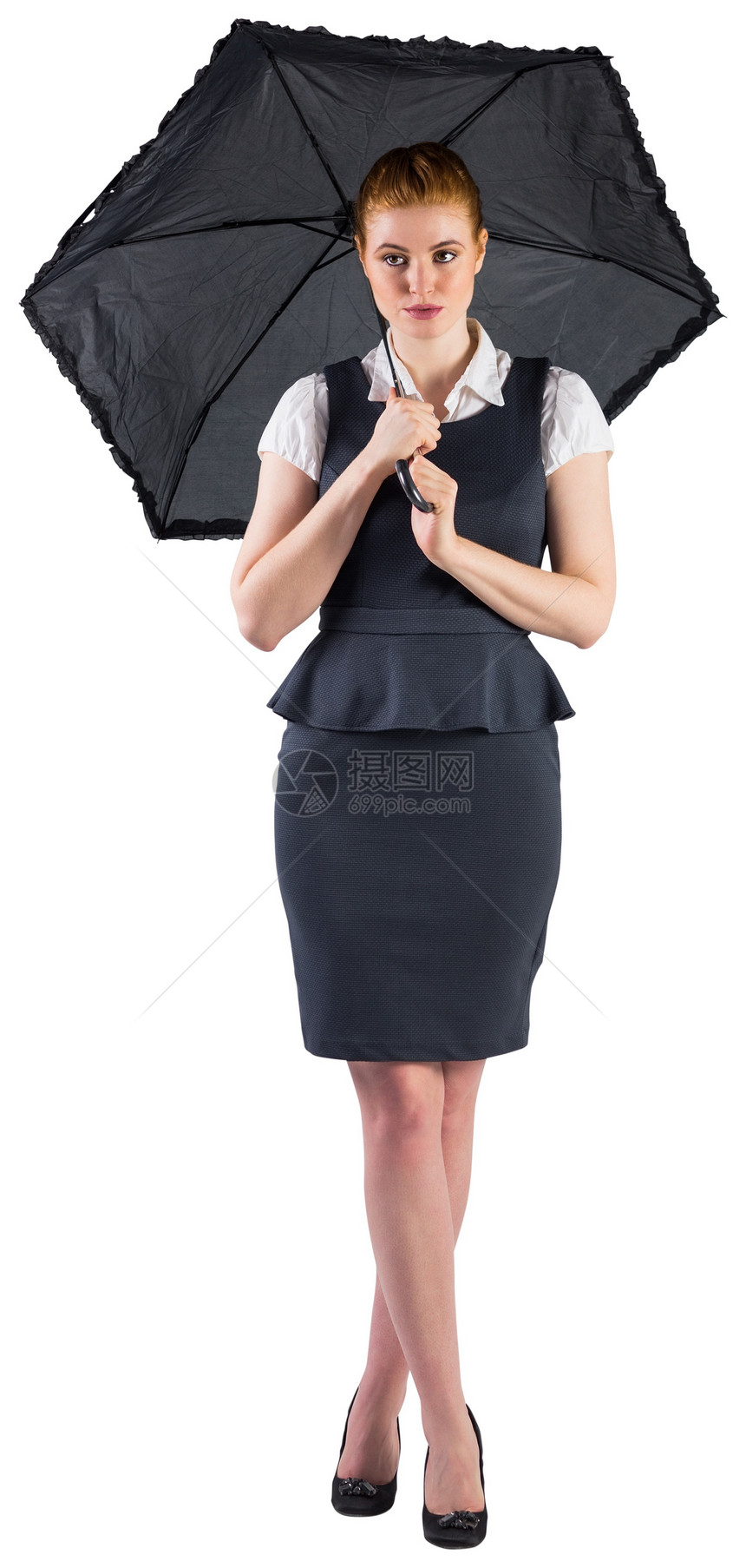 持伞的漂亮红头发女商务人士职业庇护所女性人士商业女士红发商务公司图片