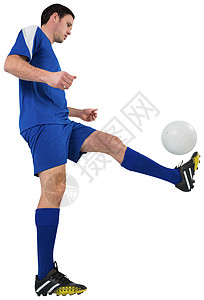 蓝踢足球运动员Blue kick足球运动活动运动服齿轮播放器男人蓝色男性背景图片