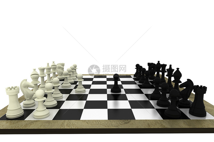 船上的黑白象棋碎片竞赛计算机闲暇骑士插图国王对抗战术木板数字图片