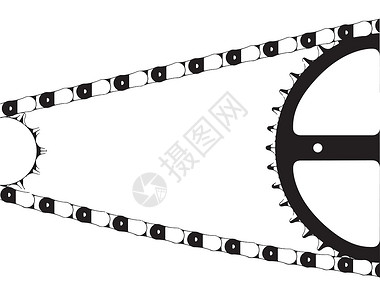 自行车链黑与白齿轮绘画艺术比率驱动牙齿力量插图驾驶插画