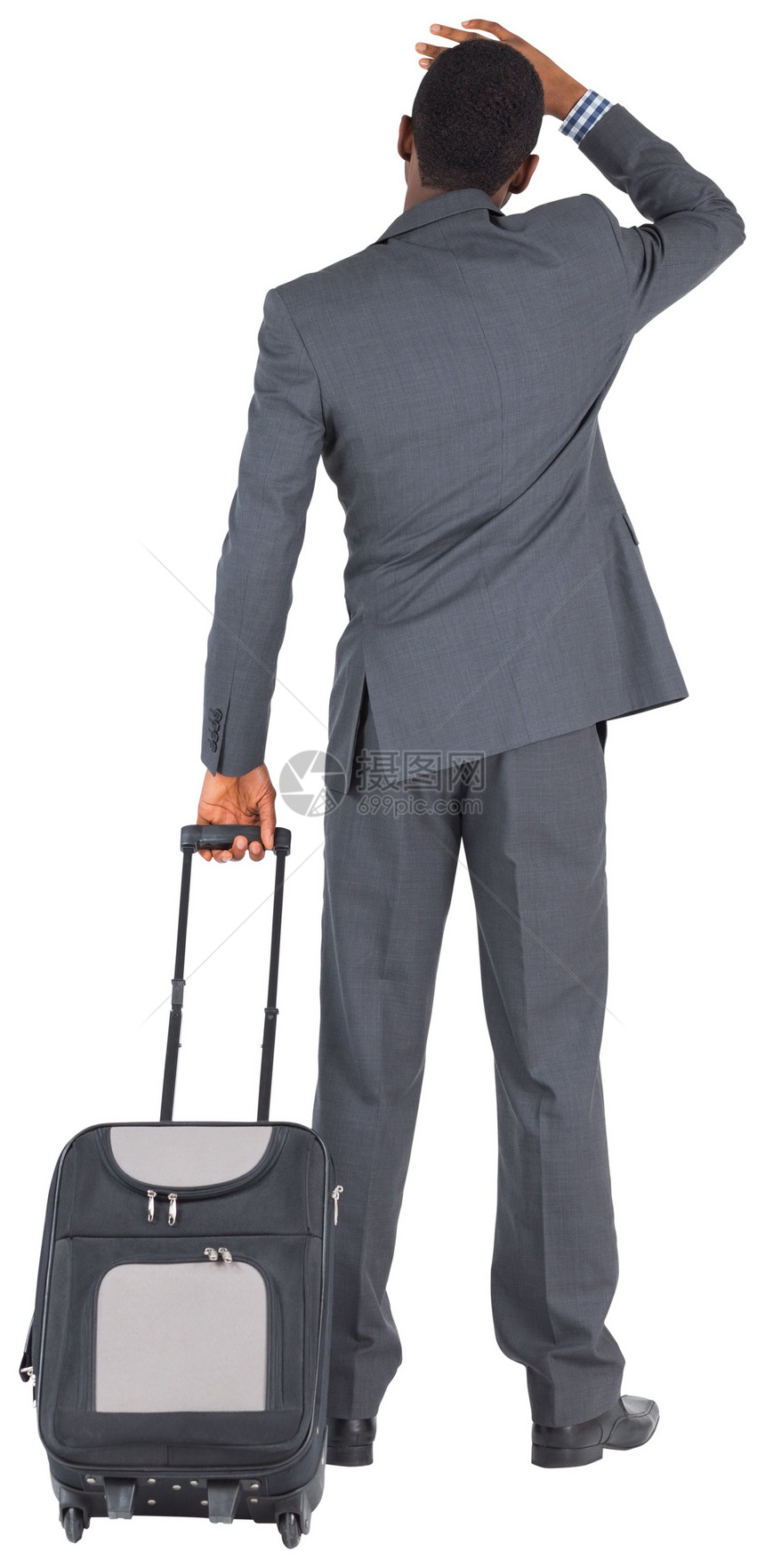 青年商务人士拿着手提箱站着黑色商务职业商业行李游客公司旅行男性男人图片