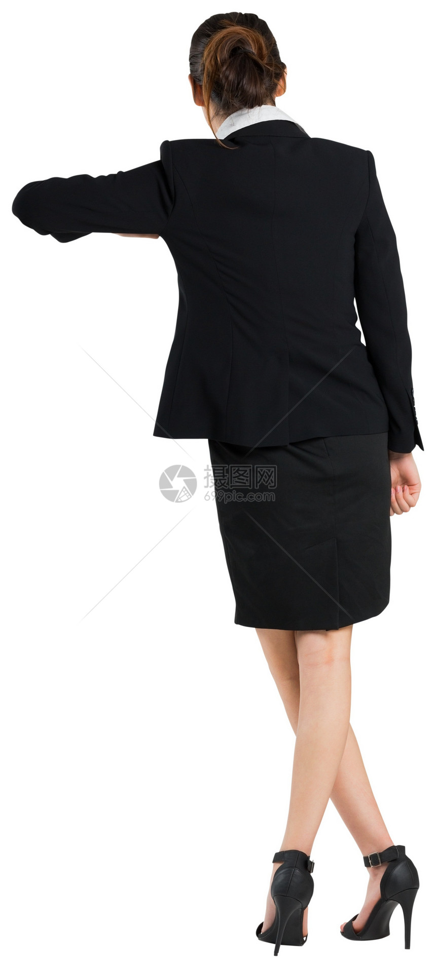青年女商务人士站立和倾斜商业人士混血公司女性商务职业图片