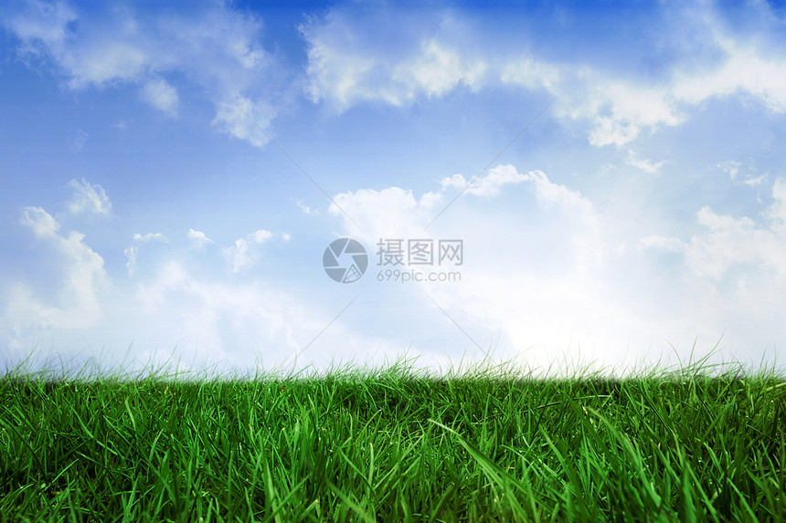 蓝天空下的草地场地蓝天多云绘图计算机绿地数字公园刀刃阳光图片