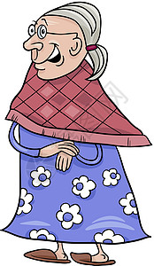 高级祖母漫画插图高祖母长老绘画微笑快乐女性女士奶奶背景图片