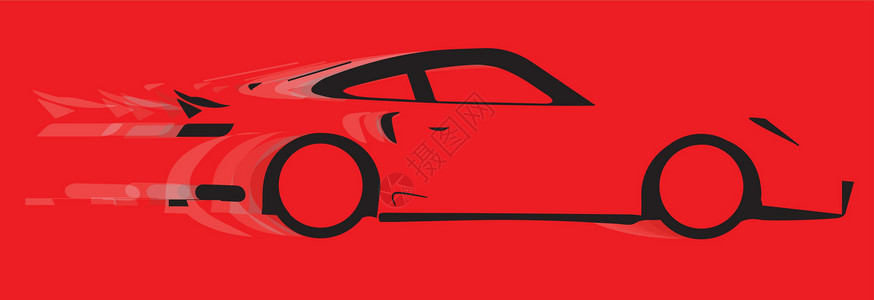 保时捷911快速车赛车运动艺术品赛车手绘画加速度红色速度艺术轿跑车插画