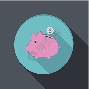 设计平板的银行金融图标导航网站下载插图拱形圆圈存钱罐蓝色电脑纽扣背景图片