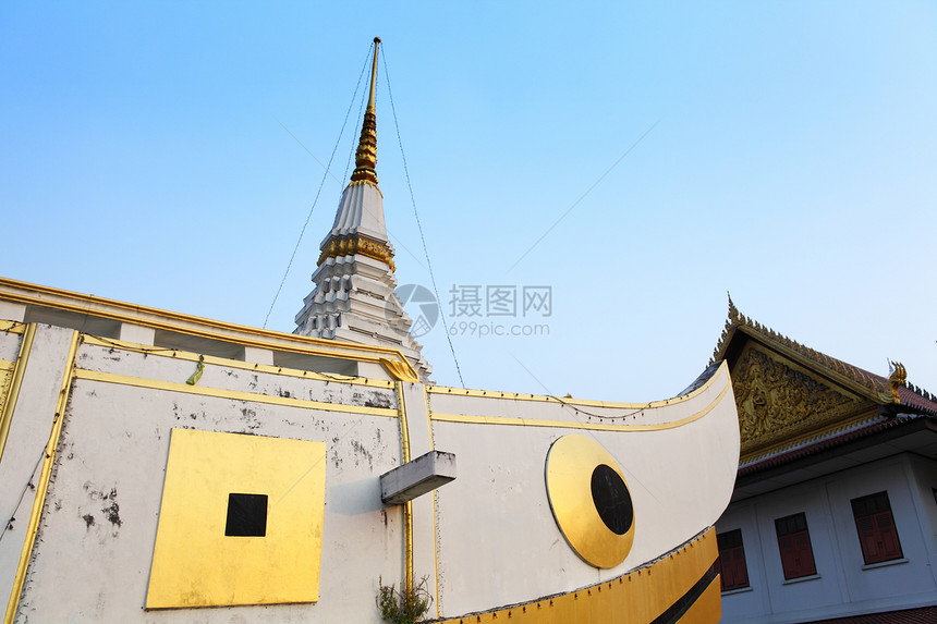 泰国崇拜佛塔入口雕塑楼梯宝塔旅行蓝色寺庙宗教图片