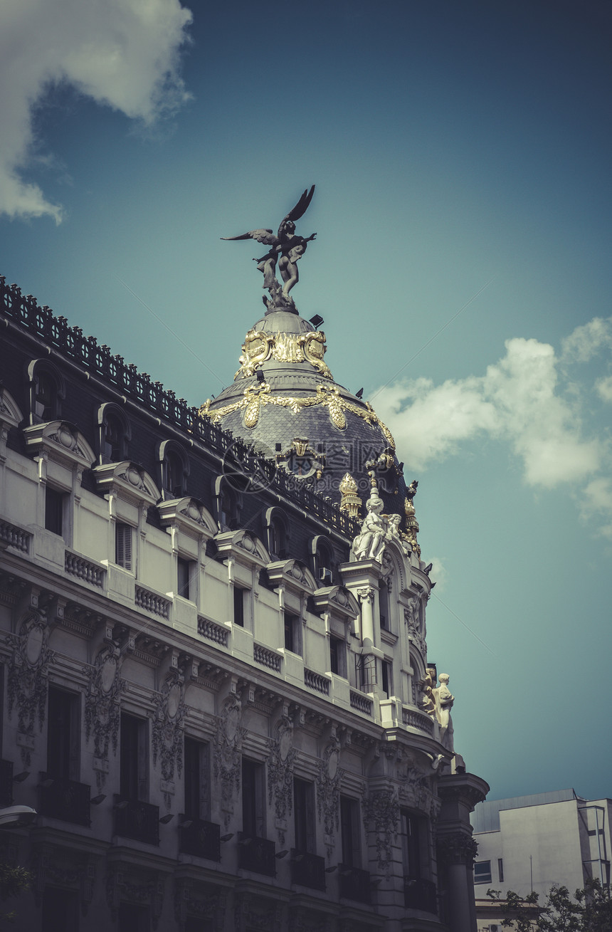 银行 马德里市的图象 其特色建筑师房子正方形文化雕像历史城市街道国家广场历史性图片