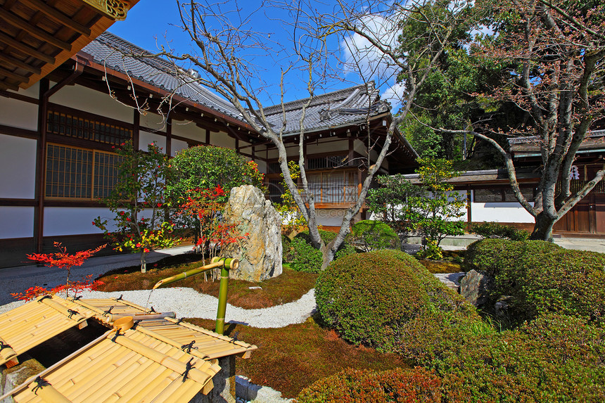 日本花园旅行风景叶子衬套传统花园木头场景建筑学小路图片