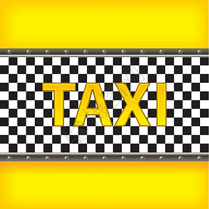 黄色出租车标志带有出租车模式的黄色背景插画