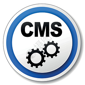 Cms矢量 cms 图标程式化标签蓝色系统网络电脑圆形按钮阴影技术插画